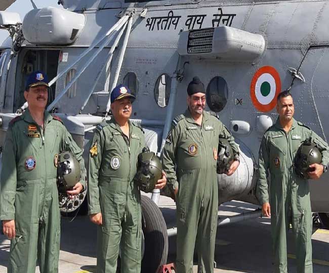 air chief marshal bs dhanoa fly the mi helicopter in sarsawa saharanpur